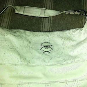 COACH Ivory White Wrinkled Patent Leather Monogram